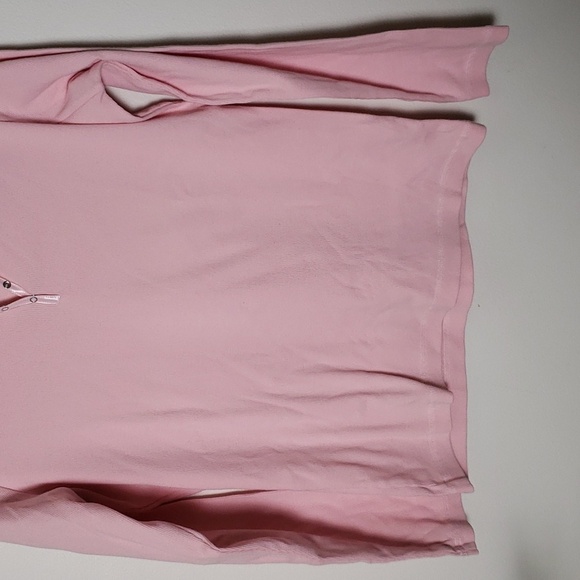 Cutter and buck pink long sleeve ribbed Henley shirt, snaps, cotton stretch Sz L - Picture 3 of 7